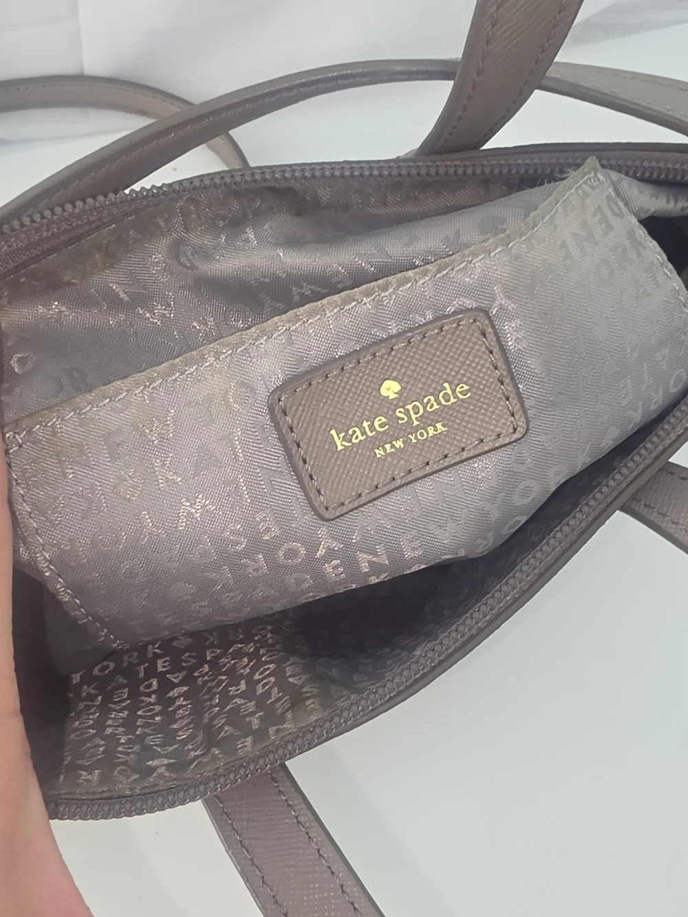 kate spade Taupe Shoulder Bag with Glitter Base and Gold Hardware